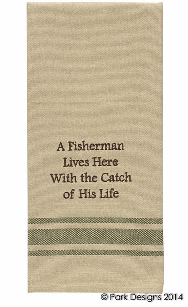 A Fisherman Lives Here Dishtowel - Set of 2 Park Designs - The Fox Decor